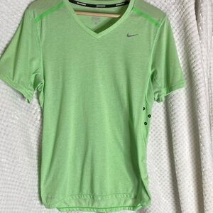 Nike Running Lime Green V-Neck Sports Tee
